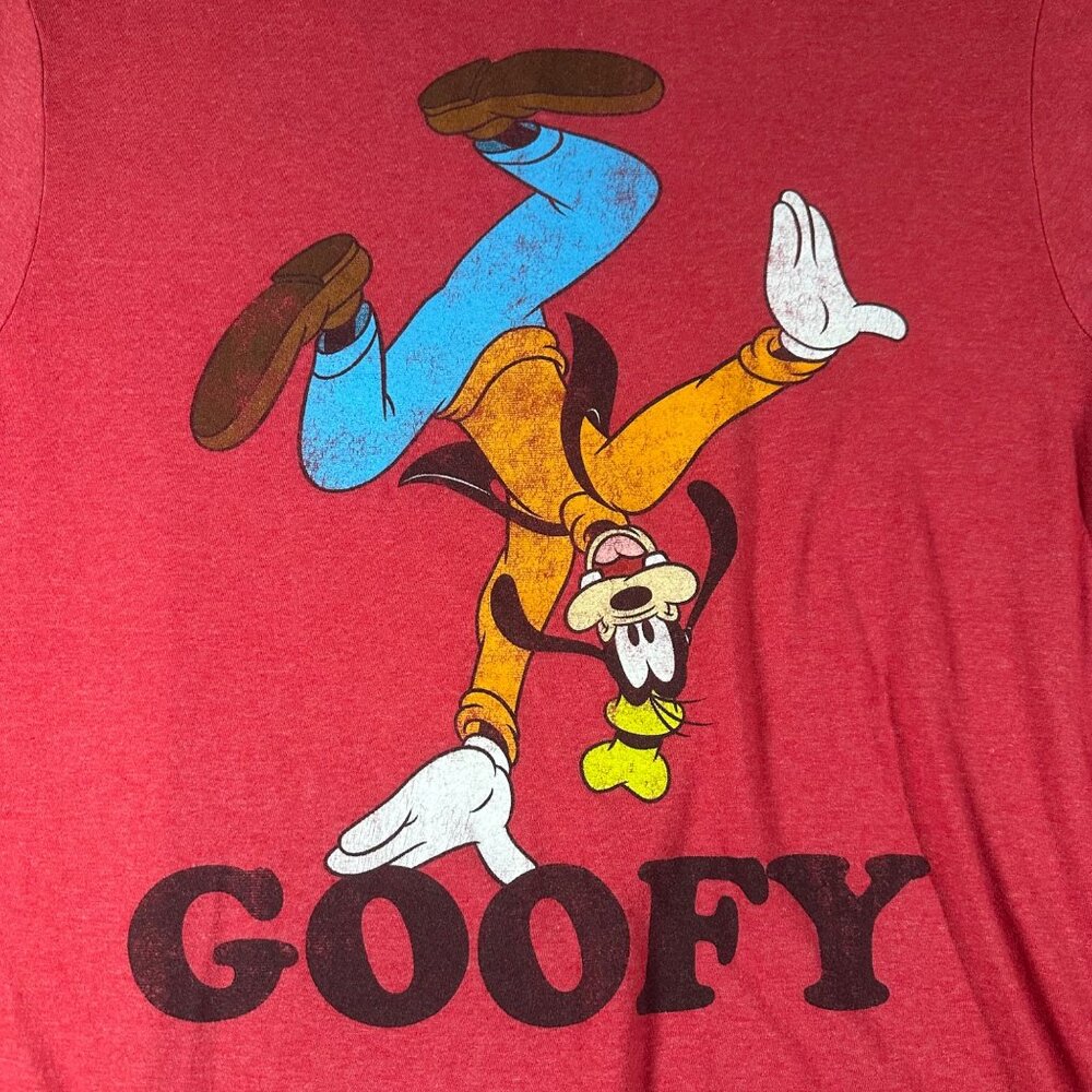 Disney Goofy Unisex L Red Short Sleeve Cotton‎ Blend Graphic Tee Shirt T-shirt - Picture 2 of 7